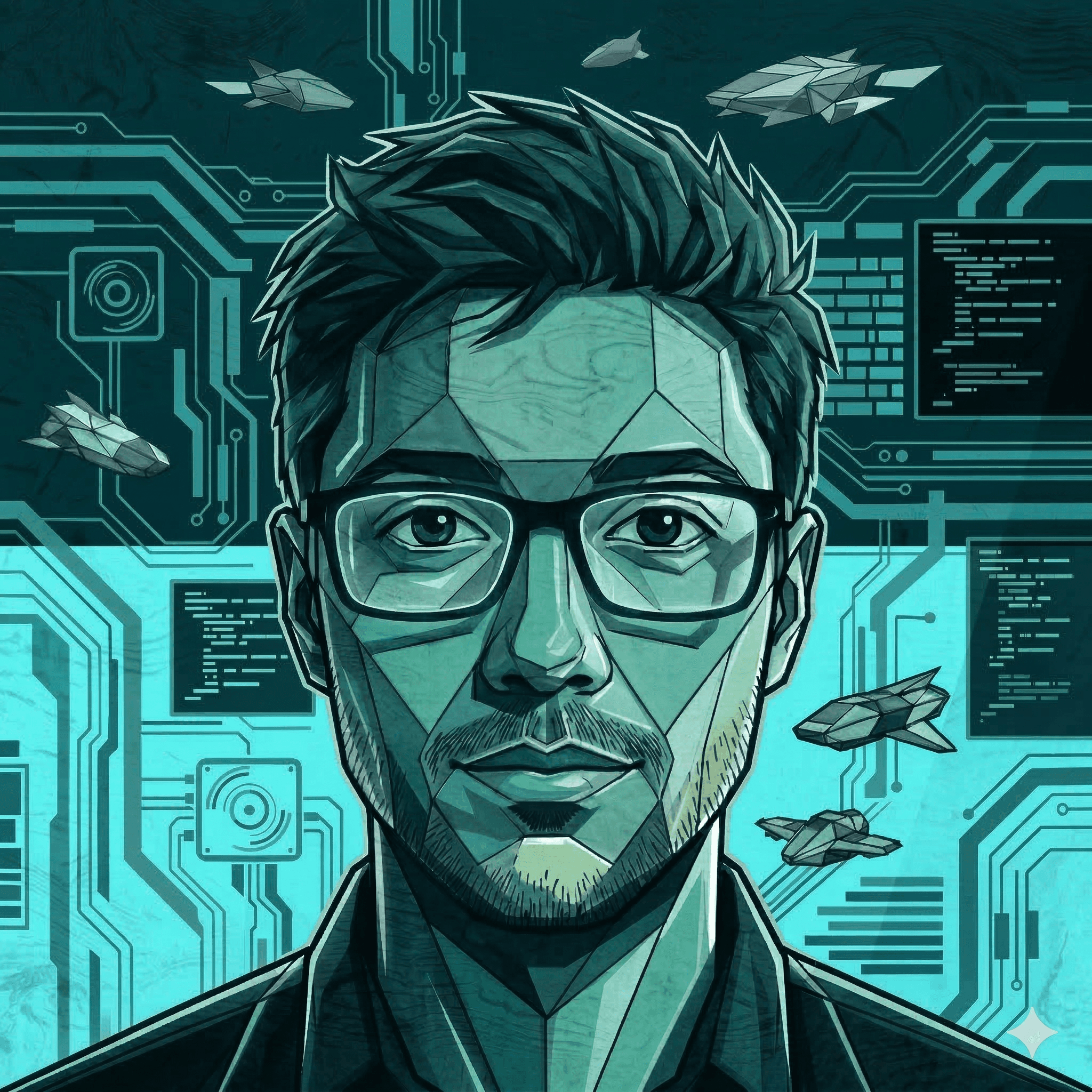 Stylised illustrated profile image used for Jonathan's GitHub profile