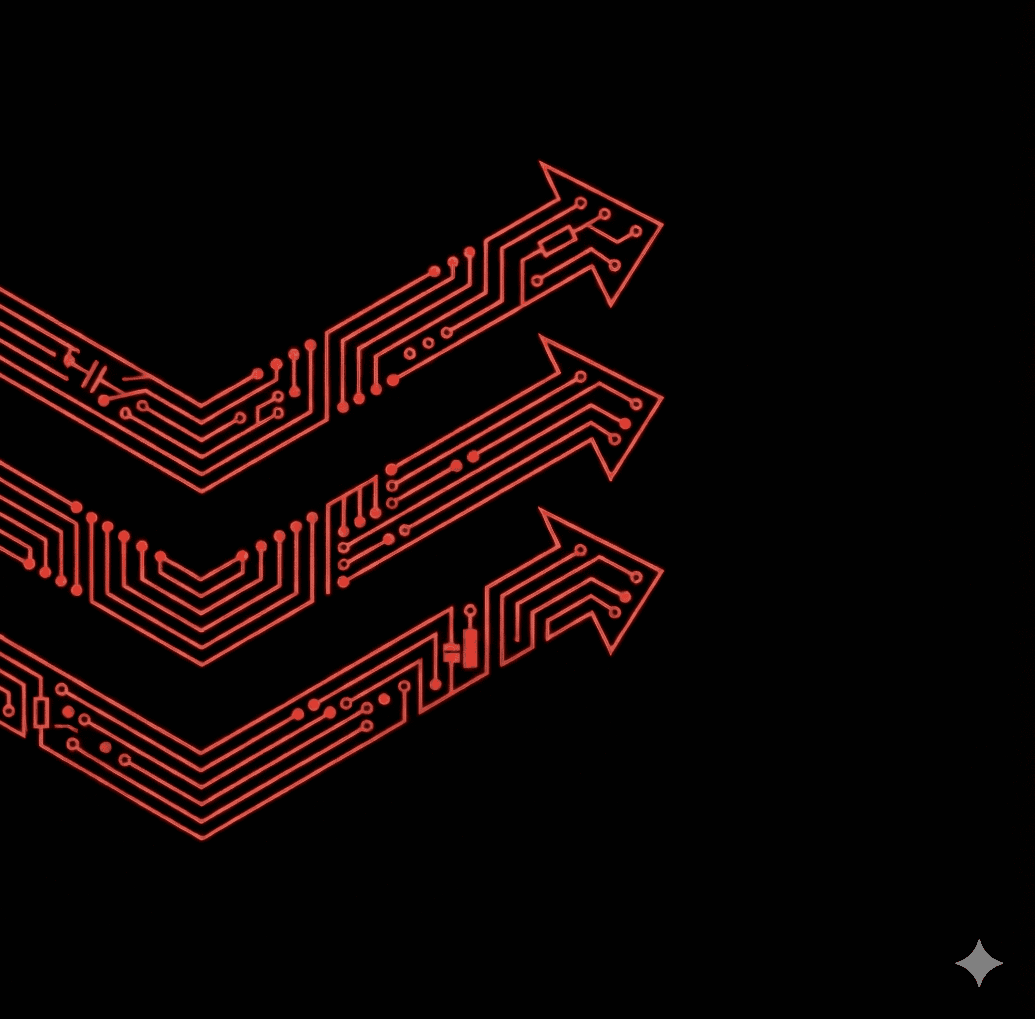 Todoist Agent graphic with red circuit arrows on a black background